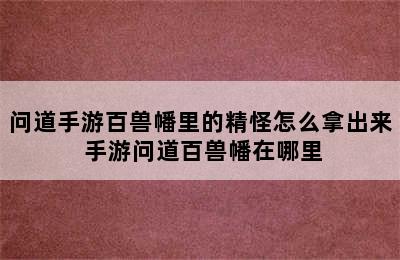 问道手游百兽幡里的精怪怎么拿出来 手游问道百兽幡在哪里